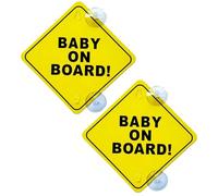Panneaux pour Bébé à Bord,2 pièces Panneaux d'avertissement de Voiture pour Bébé à Bord Double Ventouse Autocollant Bébé Dans La Voiture Autocollant Réutilisable pour Fenêtre de Voiture(12 cm)