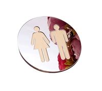 Panneaux pour toilettes, Miroir acrylique 3D rond de 5 mm for porte toilette, autocollant mural for salle bain, décoration d'intérieur(Silver Mirror,4.7 inch (12cm))