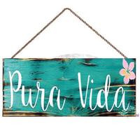 Panneaux rustiques en bois Pura Vida Costa Rica - Cadeau pour dortoir - Panneau de voyage - Panneau de voyage - Décoration murale pour cuisine, café, pub - 20,3 x 40,6 cm
