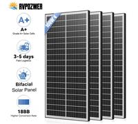 Panneaux solaires RVPOZWER 400W/200W/100W 12V double face monocristallins à haute efficacité 25,5% avec cellules 18BB pour toiture résidentielle 100W x 2