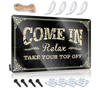 Panneaux vintage simples et amusants, décoration d'entrée douce avec inscription « Come In Relax Take Your Top Off » - Décoration de cuisine de ferme (20 x 30 cm)