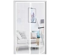 Panngu Moustiquaire Porte 70x200cm, Moustiquaire Porte Fenetre Magnétique Mise à Niveau 2024, Anti Mouches pour Couloirs, Portes, Patio Facile à Installer Le Joint d'étanchéité, Blanc