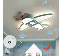 PANNN Plafonnier Led Enfant Plafonnier Avion Créatif 40W LED Plafonnier Chambre Enfant Dimmable Avec Télécommande 3000K-6500K Luminaire Jardin D'enfants Pour Chambre À Coucher Salon, 59cm Bleu Ciel