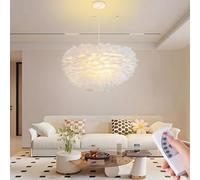PANNN Suspension E27 Fleur Plume Design Moderne Réglable En Intensité Avec Télécommande Hauteur Ajustable Convient Pour Chambres Salons Salles À Manger Et Hôtels Éclairage Décoratif(A,40cm)