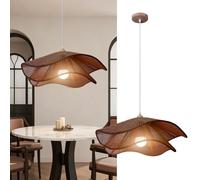 PANNN Suspension En Rotin Lustre Vintage De Style Fermier Style Bohème Pour Table À Manger Lamp Plafonnier LED Convient Pour Îlot De Cuisine Salle À Manger Salon Chambre À Coucher(marron,40cm)