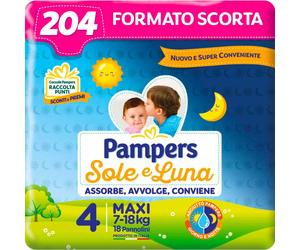 Pannolini Pampers Sole e Luna Misura 4 - Pacco Scorta