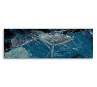 Panorama 150 x 50 cm abstraite impression sur toile d'art Tableau Noir Bleu Vert Grunge