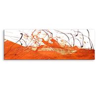 Panorama 150 x 50 cm cadre abstrait toile impression d 'art murale Rouge Orange Blanc farbstriche