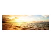 Panorama 150 x 50 cm (Eau de Mer Coucher de soleil) exklusuves photo sur toile et châssis Impression sur toile Impression photo moderne style intemporel entièrement comme une peinture
