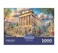 Panorama d'Athènes - Puzzle de 1000 pièces en Carton 100% recyclé représentant Les ruines d'un Temple Grec - Décoration pour Adultes et Enfants - 70 x 50 cm