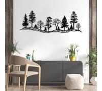 Panorama de montagnes et sapins, sculpture murale en métal au tracé ouvert | Le métal trace le motif « panorama de montagnes et sapins », créant un accent naturel ancré dans les espaces de vie.