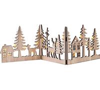 Panorama d'hiver avec 20 LED blanches chaudes - pliable / env. 22 x 16 cm - Décoration en bois Noël
