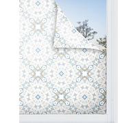 Panorama Film de Fenêtre Hydraulique Type Oriental Bleu 60x300 cm - Adhesif Vitre Anti Occultant - Electrostatique