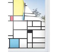 Panorama Film de Fenêtre Mondrian 120x300 cm - Adhesif Vitre Anti Occultant - Electrostatique