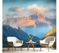 Panorama Montagne Papier Peint, 250X175 Cm Wasserdichte Tapete Dekorativ Paysages Naturels Kontakt Papier Für Wohnzimmer Schlafzimmer Waschraum Schrank Wand Bleu
