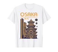 Panorama Nocturne d'Osaka, pagode, château et Tours Modernes T-Shirt