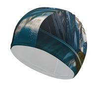 Panorama of The Lake Louise Mountains Bonnet de bain confortable pour la réduction de la traînée et la protection des cheveux Durable Doux Élastique Bonnet de bain Garde la coiffure inchangée pour