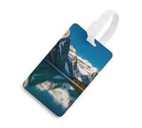 Panorama of The Lake Louise Mountains Étiquettes de bagages Nom ID Étiquette de confidentialité Couverture d'identification facile Sécurisé et élégant pour homme et femme Valise Sac à main Sac à dos