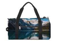 Panorama of The Lake Louise Mountains Sac de sport pour homme et femme résistant à l'eau Sac de voyage léger pour voyage et sport, blanc, taille unique, blanc, Taille unique