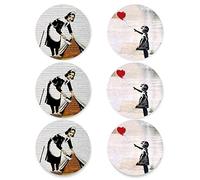 Panorama Paquet de 12 Sous Verres en Vinyle Banksy 10x10cm