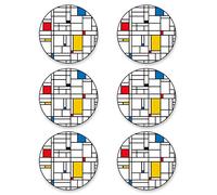 Panorama Paquet de 12 Sous Verres en Vinyle Mondrian 10x10cm