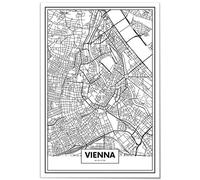 Panorama Poster Carte de Vienne 21 x 30 cm - Imprimée sur Poster 250gr - Villes du Monde Noir et Blanc - Affiche