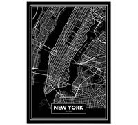 Panorama Poster Carte Noir de New York 21 x 30 cm - Imprimée sur Poster 250gr - Villes du Monde Noir et Blanc - Affiche