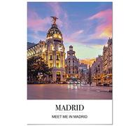 Panorama Poster Coucher du Phrase Ville de Madrid 21 x 30 cm - Imprimée sur Poster 250gr - Tableau Villes du Monde - Affiche
