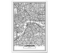 Panorama Poster encadrée Carte de Londres 35 x 50 cm - Imprimé sur Papier Rigide - Tableau Décoration Murale - Affiche Moderne pour la Maison