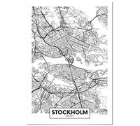 Panorama Poster Encadrée Carte de Stockholm 50x70cm - Imprimé sur Papier Rigide - Tableau Décoration Murale - Affiche Moderne pour la Maison