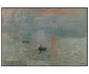 Panorama Poster Encadrée Claude Monet Impression, Soleil Levant 70x50 cm - Imprimé sur Papier Rigide - Tableau Décoration Murale - Affiche Moderne pour la Maison