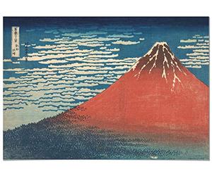 Panorama Poster Hokusai Red Fuji Clear Sky 70 x 50 cm - Imprimée sur Poster 250gr - Tableau Moderne Maison - Affiche