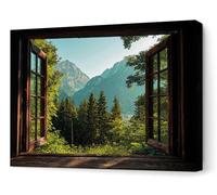 Panorama Poster Mural Deco Moderne Fenêtre Forêt 100x70 cm - Poster Aesthetic - Deco Chambre - Décoration Maison - Idéal Salon - Cadeau