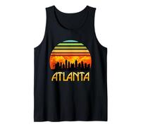 Panorama rétro Vintage du Coucher de Soleil sur Le Centre-Ville d'Atlanta Débardeur