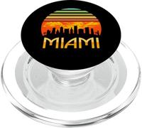 Panorama rétro Vintage du Coucher de Soleil sur Le Centre-Ville de Miami PopSockets PopGrip pour MagSafe
