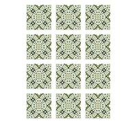 Panorama Stickers Carrelage Adhésif Cuisine Salle de Bain 24 Pièces de 20x20 cm Hydraulique Type Oriental Vert Autocollant en Vinyle pour Carreaux Muraux - Sticker