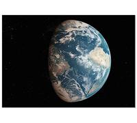 Panorama Tableau La Terre 50x35cm - Impression sur Toile avec Châssis en Bois - Affiche Poster Galaxie