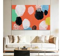 Panorama Tableau sur Toile avec Cadre Pop Art Graffiti Blocs Couleur Abstraits Taches Colorées, Peinture d'Art Moderne XXL - Décoration Murale Salon Chambre Design 120 x 60 cm