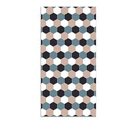 Panorama Tapis du Sol Allée - Différentes Tailles - (Mosaïque Hexagones de Ton Bleu 60x250 cm)