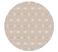 Tapis Vinyle Panorama Ronde Lignes d'Étoiles Roses 100x100 cm - Tapis pour Cuisine, Bureau et Salon en PVC