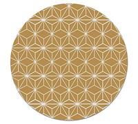 Panorama Tapis du Sol Vinyle Ronde Cuisine Salle de Bain - Différentes Tailles - (Lignes Étoiles Moutarde 150x150 cm)
