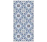 Panorama Tapis Vinyle du Sol Allée - Différentes Tailles - (Carreaux Ciments Fleur Bleu 60x200 cm)