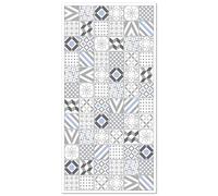 Panorama Tapis Vinyle du Sol Allée - Différentes Tailles - (Carreaux Ciments Love Gris et Bleu 60x200 cm)