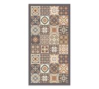 Panorama Tapis Vinyle du Sol Allée - Différentes Tailles - (Carreaux Ciments Marron 80x200 cm)