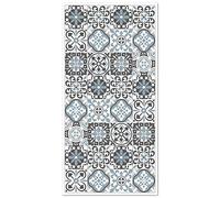 Panorama Tapis Vinyle du Sol Allée - Différentes Tailles - (Carreaux Ciments Triana Gris et Bleu 80x300 cm)