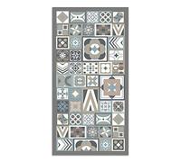 Panorama Tapis Vinyle du Sol Allée - Différentes Tailles - (Style Carreaux Ciments Bleu 60x200 cm)