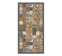 Panorama Tapis Vinyle - Modèle Carreaux Ciments Cuisine Orange 40x80 cm - Différentes Tailles - Deco Maison, Cuisine, Chambre et Exterieur