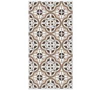 Panorama Tapis Vinyle - Modèle Carreaux Ciments Fleur Brun 60x110 cm - Différentes Tailles - Deco Maison, Cuisine, Chambre et Exterieur