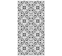 Tapis Vinyle Panorama Carreaux Ciments Fleur Gris 60x200 cm - Tapis pour Cuisine, Bureau et Salon en PVC