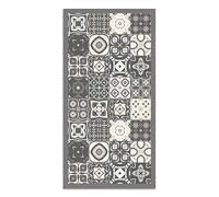 Tapis Vinyle Panorama Carreaux Ciments Gris 140x200 cm - Tapis pour Cuisine, Bureau et Salon en PVC